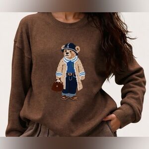 Brown Bear Printed Sweater